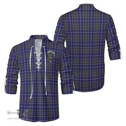 ScotsTee Shop Scottish Alexander of Menstry Clan Crest Tartan Mens Scottish Jacobite Ghillie Casual Shirt