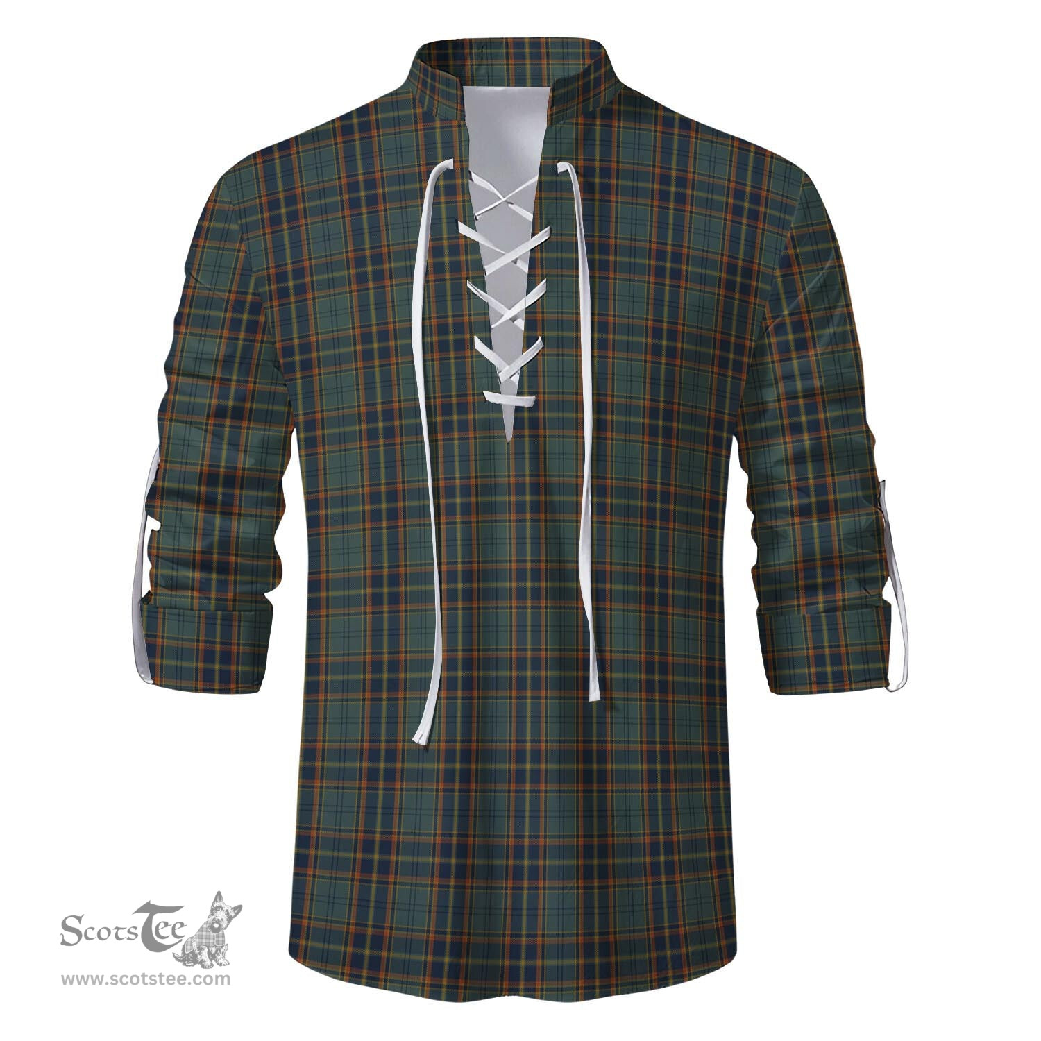 ScotsTee Shop Scottish Antrim County Ireland Clan Tartan Mens Scottish Jacobite Ghillie Casual Shirt