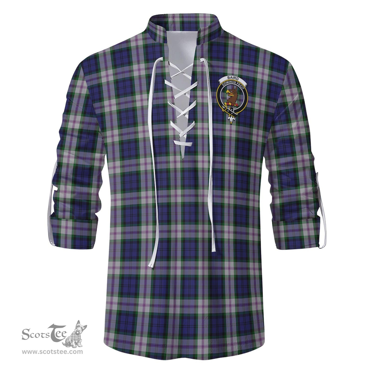 ScotsTee Shop Scottish Baird Dress Clan Crest Tartan Mens Scottish Jacobite Ghillie Casual Shirt