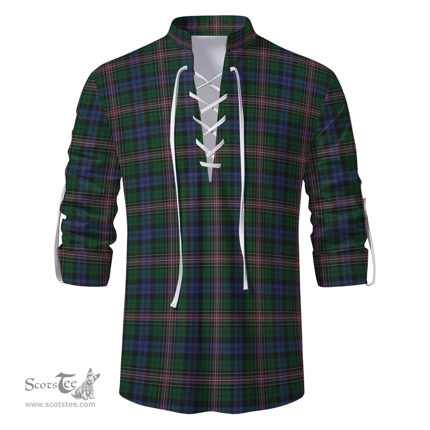 ScotsTee Shop Scottish Allison Clan Tartan Mens Scottish Jacobite Ghillie Casual Shirt