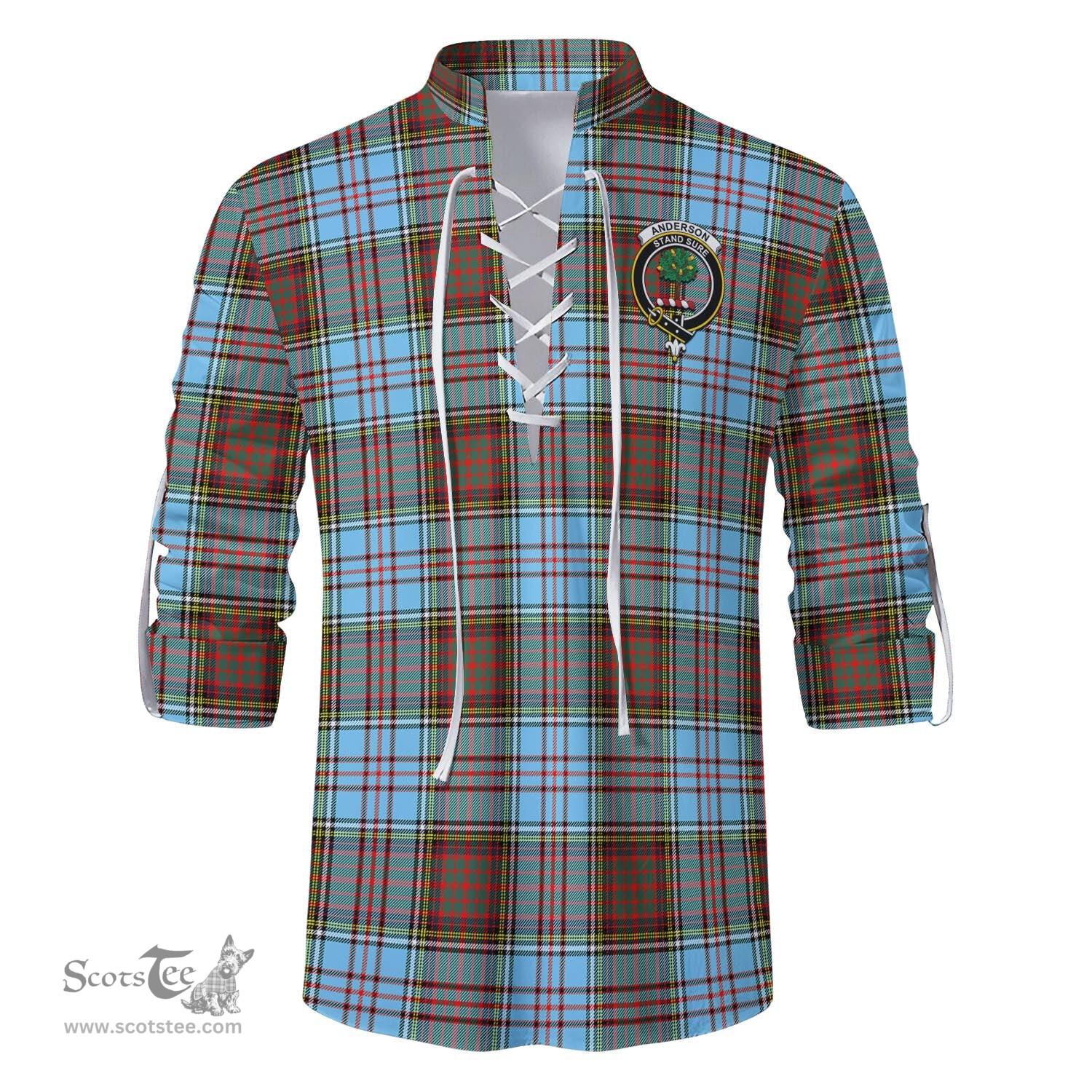 ScotsTee Shop Scottish Anderson Ancient Clan Crest Tartan Mens Scottish Jacobite Ghillie Casual Shirt