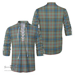 ScotsTee Shop Scottish Balfour Blue Clan Tartan Mens Scottish Jacobite Ghillie Casual Shirt