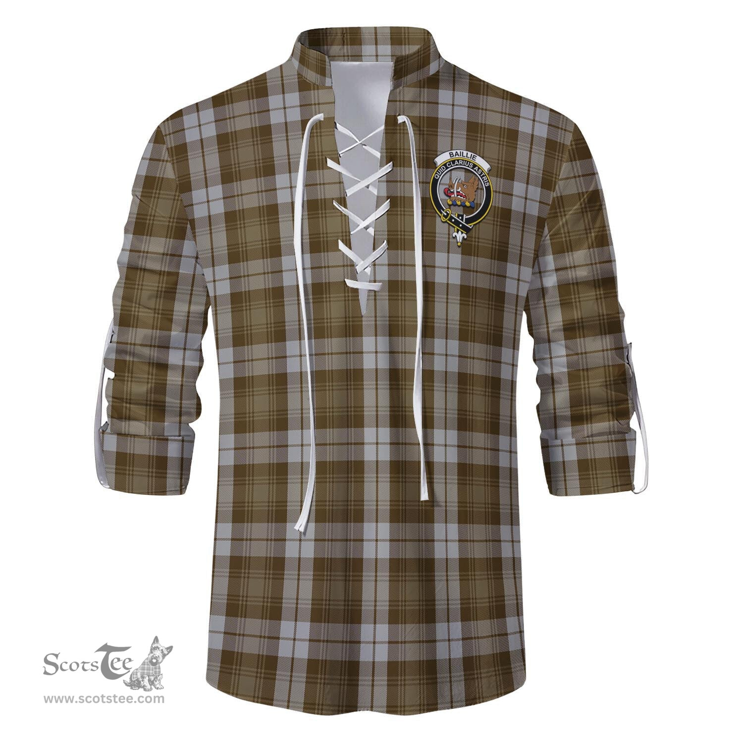 ScotsTee Shop Scottish Baillie Dress Clan Crest Tartan Mens Scottish Jacobite Ghillie Casual Shirt