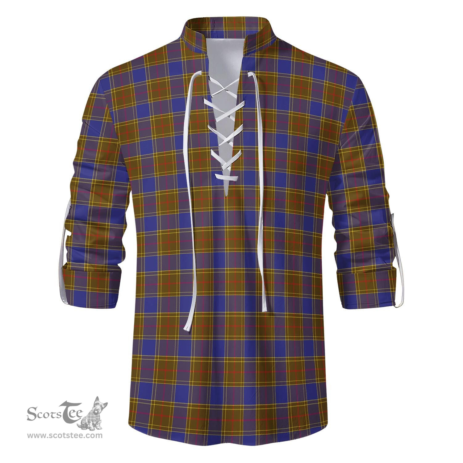 ScotsTee Shop Scottish Balfour Modern Clan Tartan Mens Scottish Jacobite Ghillie Casual Shirt