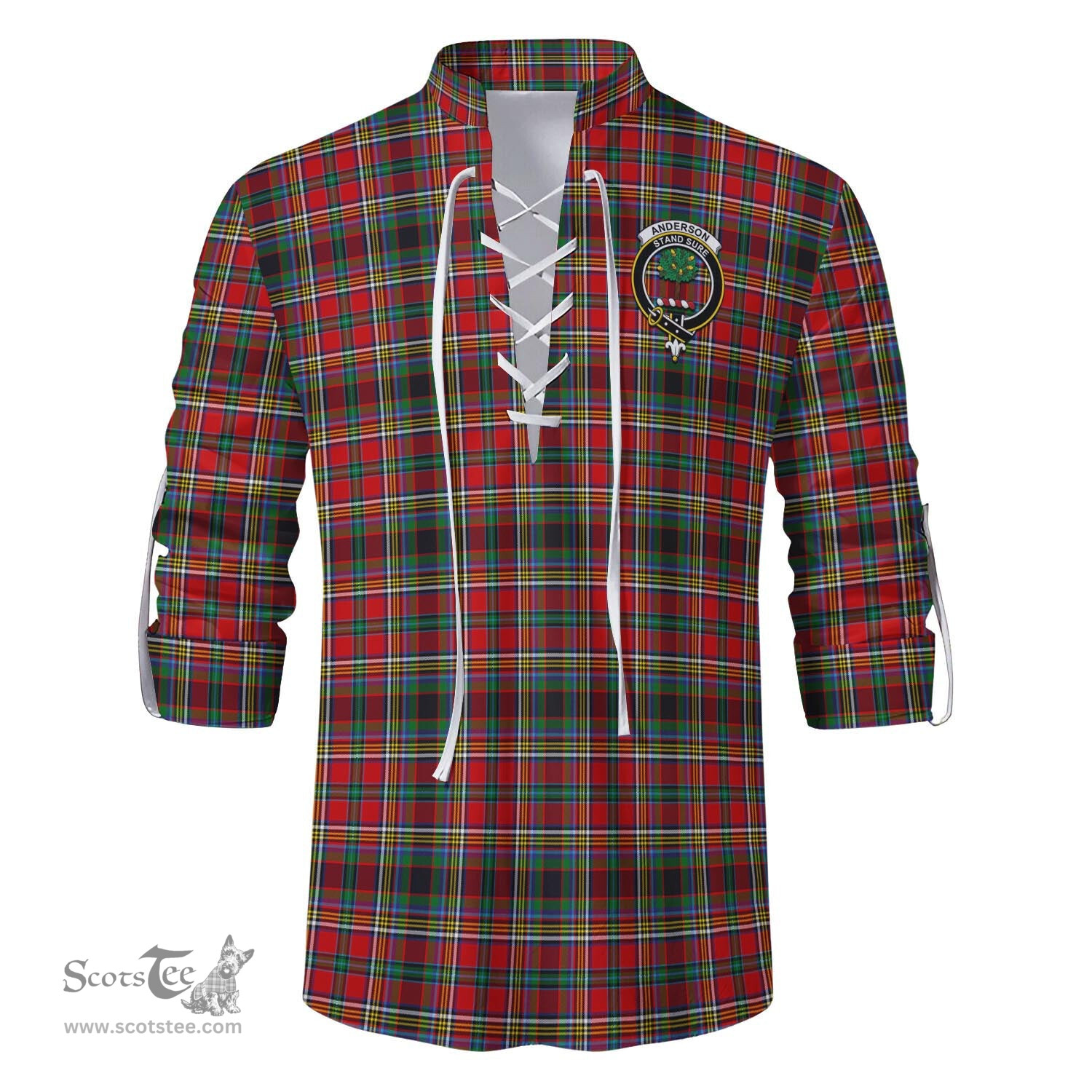 ScotsTee Shop Scottish Anderson of Arbrake Clan Crest Tartan Mens Scottish Jacobite Ghillie Casual Shirt