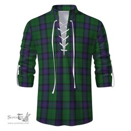 ScotsTee Shop Scottish Armstrong Clan Tartan Mens Scottish Jacobite Ghillie Casual Shirt