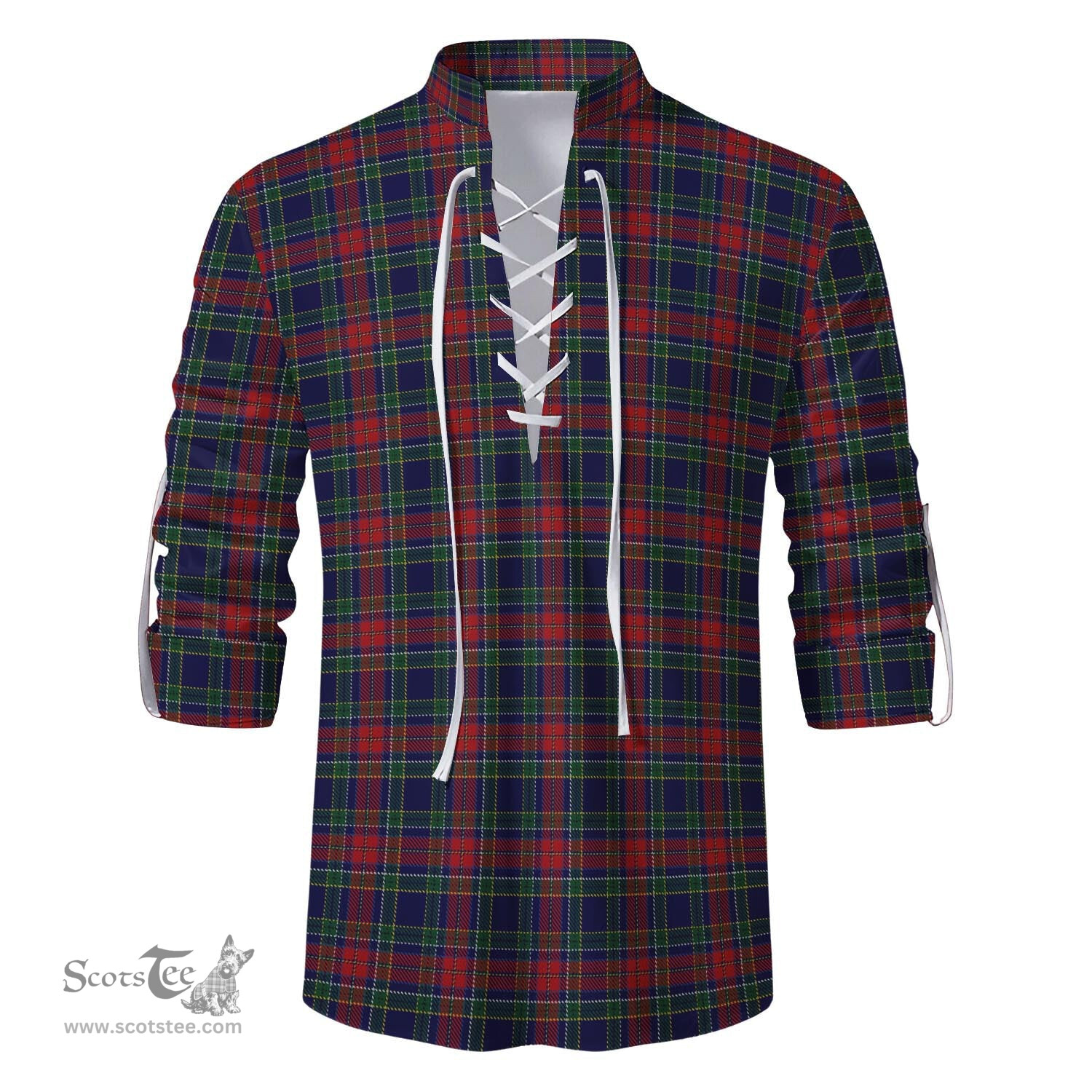 ScotsTee Shop Scottish Allison Red Clan Tartan Mens Scottish Jacobite Ghillie Casual Shirt