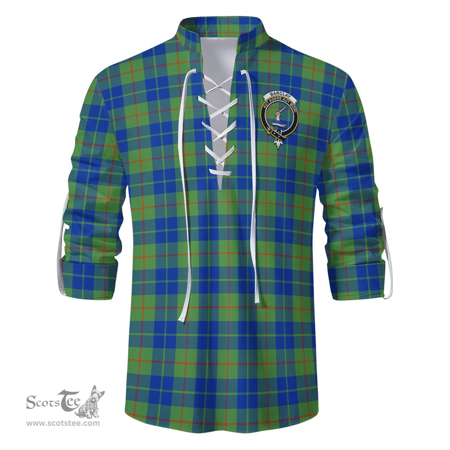 ScotsTee Shop Scottish Barclay Hunting Ancient Clan Crest Tartan Mens Scottish Jacobite Ghillie Casual Shirt