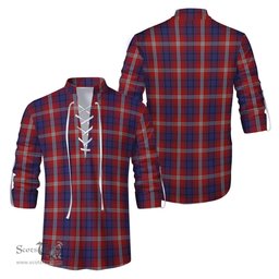 ScotsTee Shop Scottish Ainslie Clan Tartan Mens Scottish Jacobite Ghillie Casual Shirt