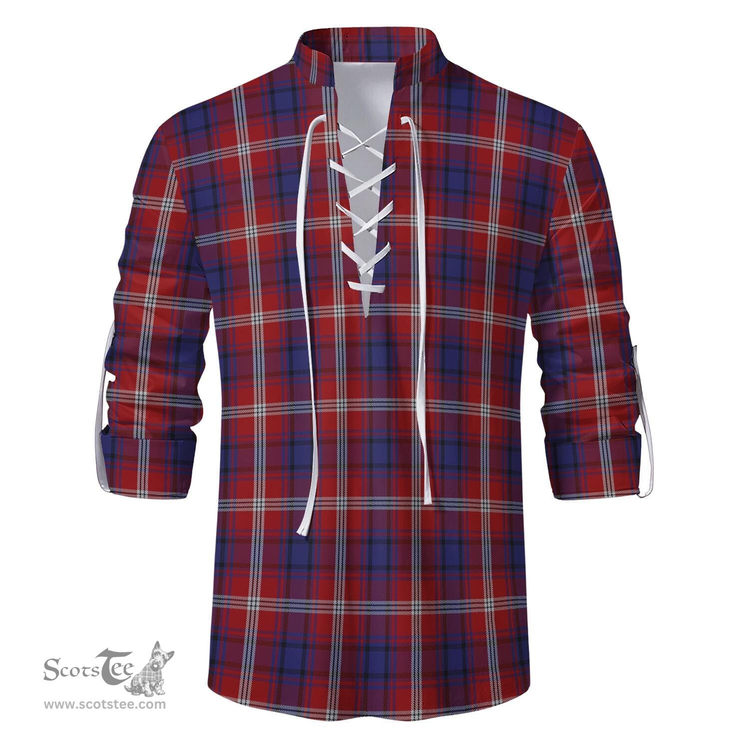 ScotsTee Shop Scottish Ainslie Clan Tartan Mens Scottish Jacobite Ghillie Casual Shirt