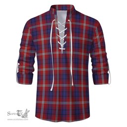 ScotsTee Shop Scottish Ainslie Clan Tartan Mens Scottish Jacobite Ghillie Casual Shirt