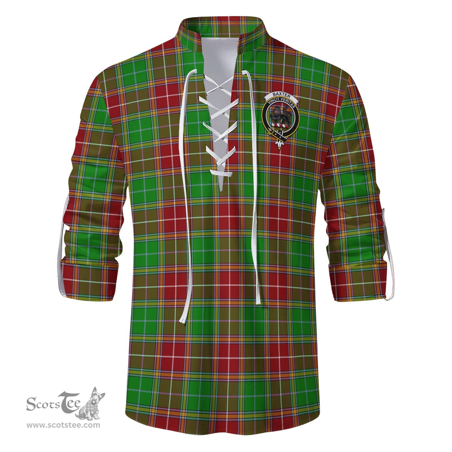 ScotsTee Shop Scottish Baxter Modern Clan Crest Tartan Mens Scottish Jacobite Ghillie Casual Shirt