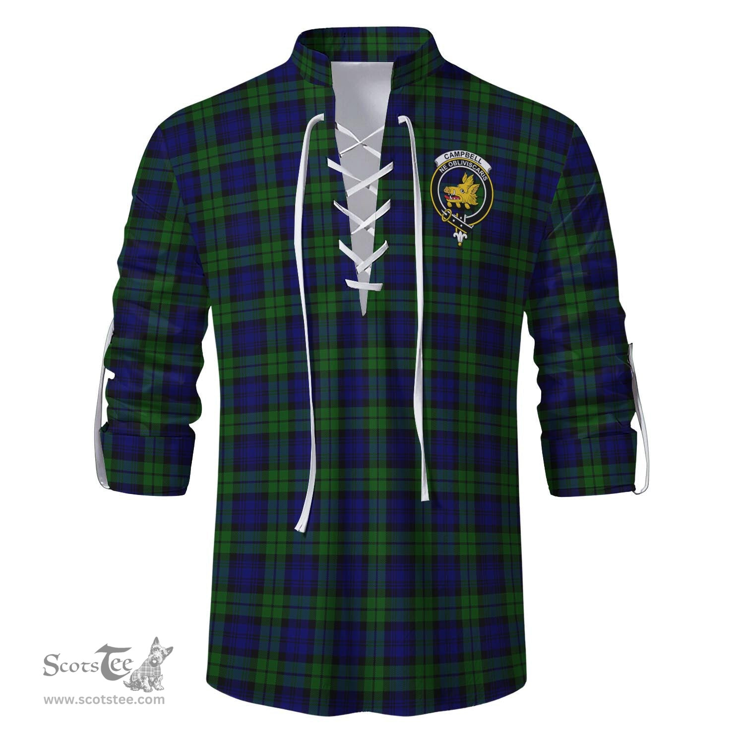 ScotsTee Shop Scottish Campbell Modern Clan Crest Tartan Mens Scottish Jacobite Ghillie Casual Shirt