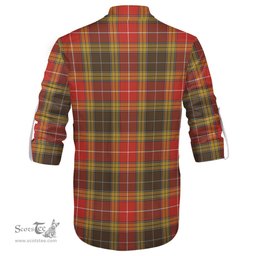 ScotsTee Shop Scottish Buchanan Old Set Weathered Clan Tartan Mens Scottish Jacobite Ghillie Casual Shirt