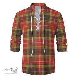 ScotsTee Shop Scottish Buchanan Old Set Weathered Clan Tartan Mens Scottish Jacobite Ghillie Casual Shirt