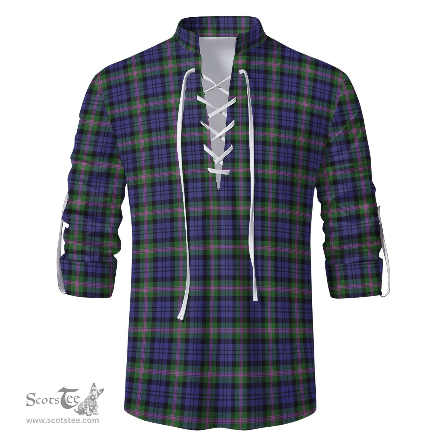 ScotsTee Shop Scottish Baird Modern Clan Tartan Mens Scottish Jacobite Ghillie Casual Shirt