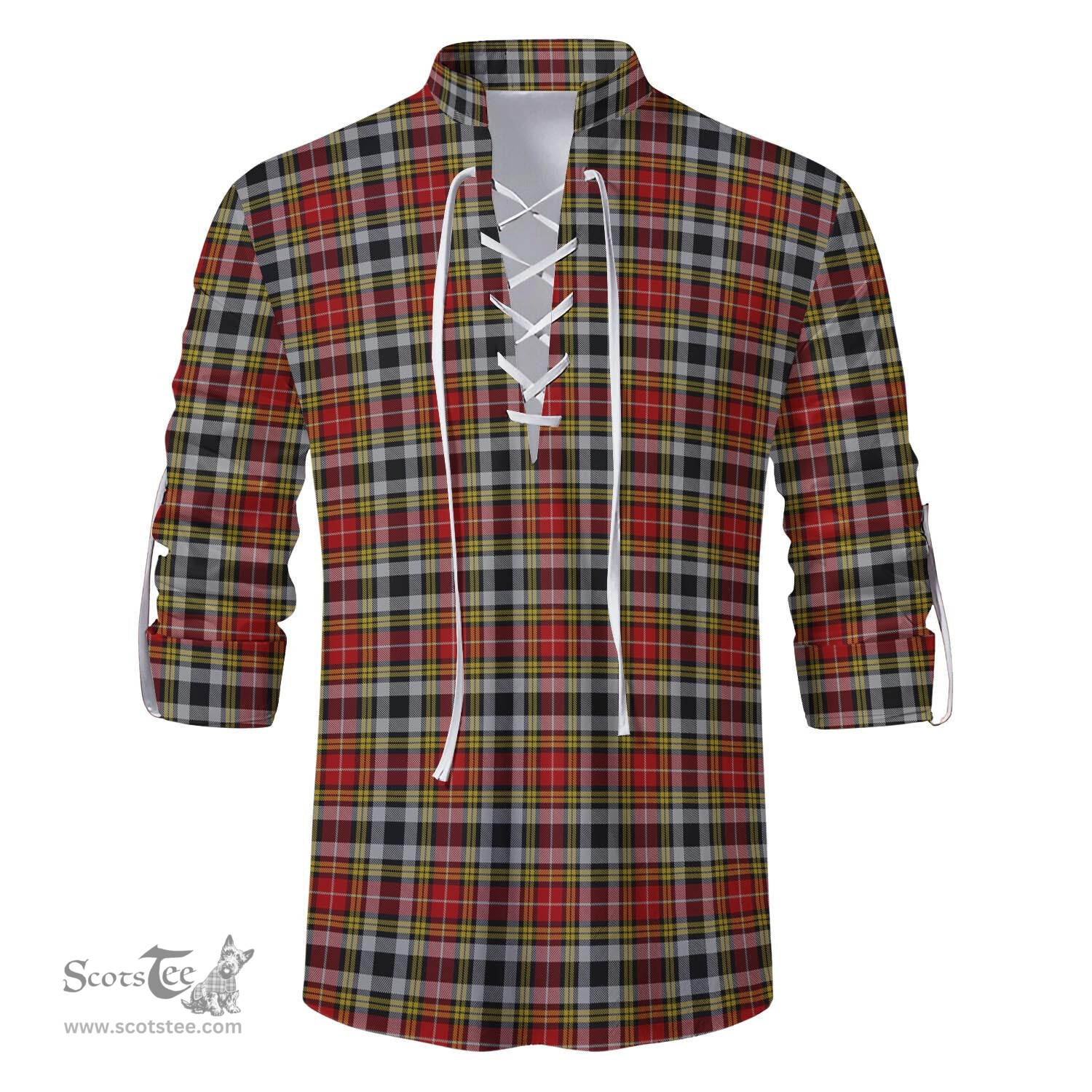 ScotsTee Shop Scottish Buchanan Old Dress Clan Tartan Mens Scottish Jacobite Ghillie Casual Shirt