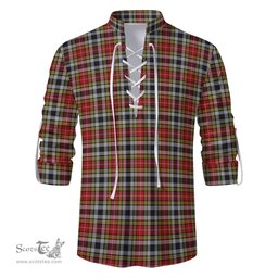 ScotsTee Shop Scottish Buchanan Old Dress Clan Tartan Mens Scottish Jacobite Ghillie Casual Shirt