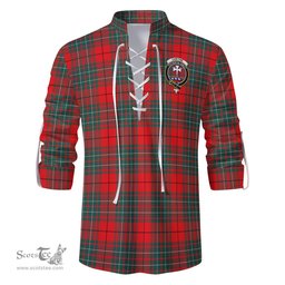 ScotsTee Shop Scottish Cheyne Clan Crest Tartan Mens Scottish Jacobite Ghillie Casual Shirt