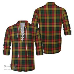 ScotsTee Shop Scottish Buchanan Clan Tartan Mens Scottish Jacobite Ghillie Casual Shirt