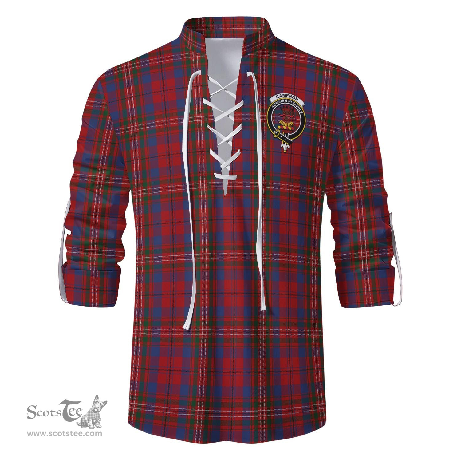 ScotsTee Shop Scottish Cameron of Locheil Clan Crest Tartan Mens Scottish Jacobite Ghillie Casual Shirt