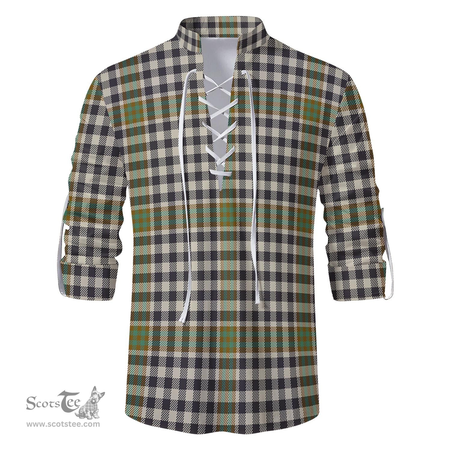 ScotsTee Shop Scottish Burns Check Clan Tartan Mens Scottish Jacobite Ghillie Casual Shirt