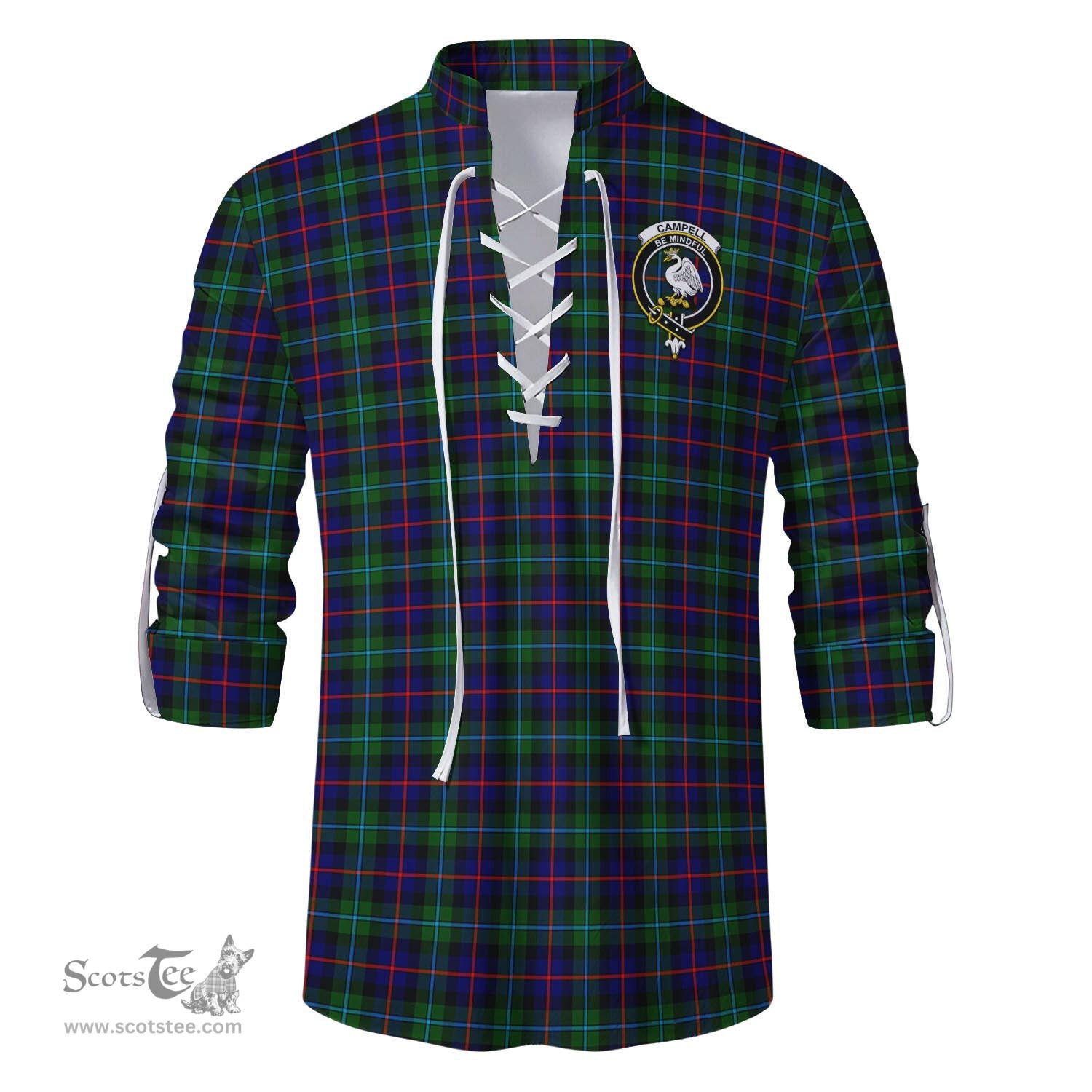 ScotsTee Shop Scottish Campbell of Cawdor Modern Clan Crest Tartan Mens Scottish Jacobite Ghillie Casual Shirt