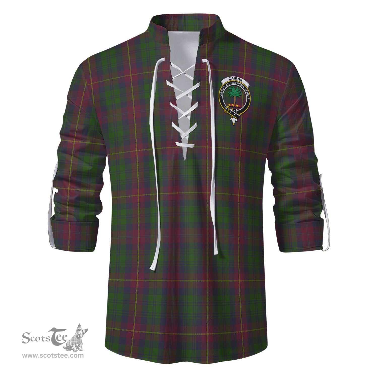 ScotsTee Shop Scottish Cairns Clan Crest Tartan Mens Scottish Jacobite Ghillie Casual Shirt