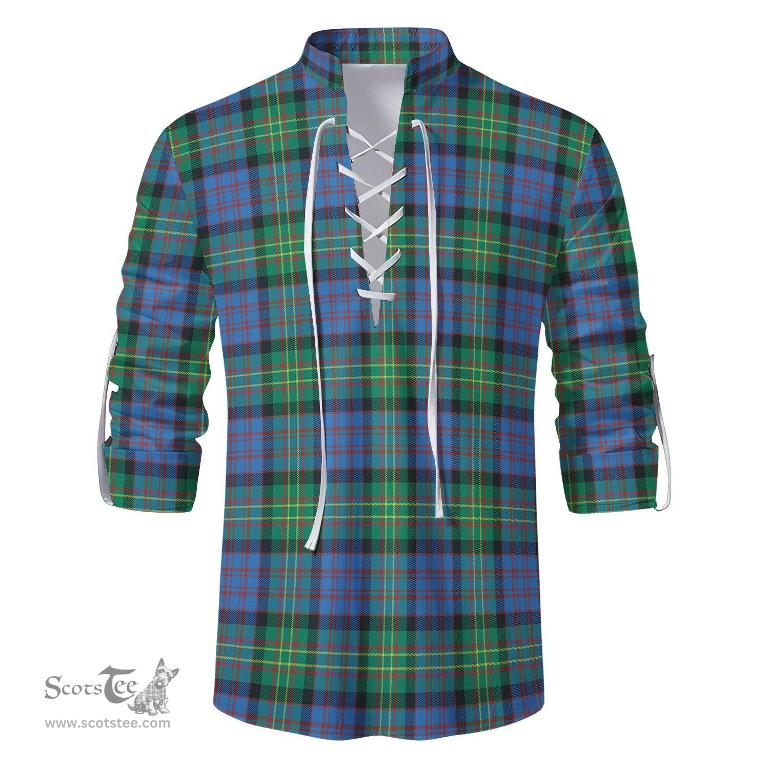 ScotsTee Shop Scottish Bowie Ancient Clan Tartan Mens Scottish Jacobite Ghillie Casual Shirt