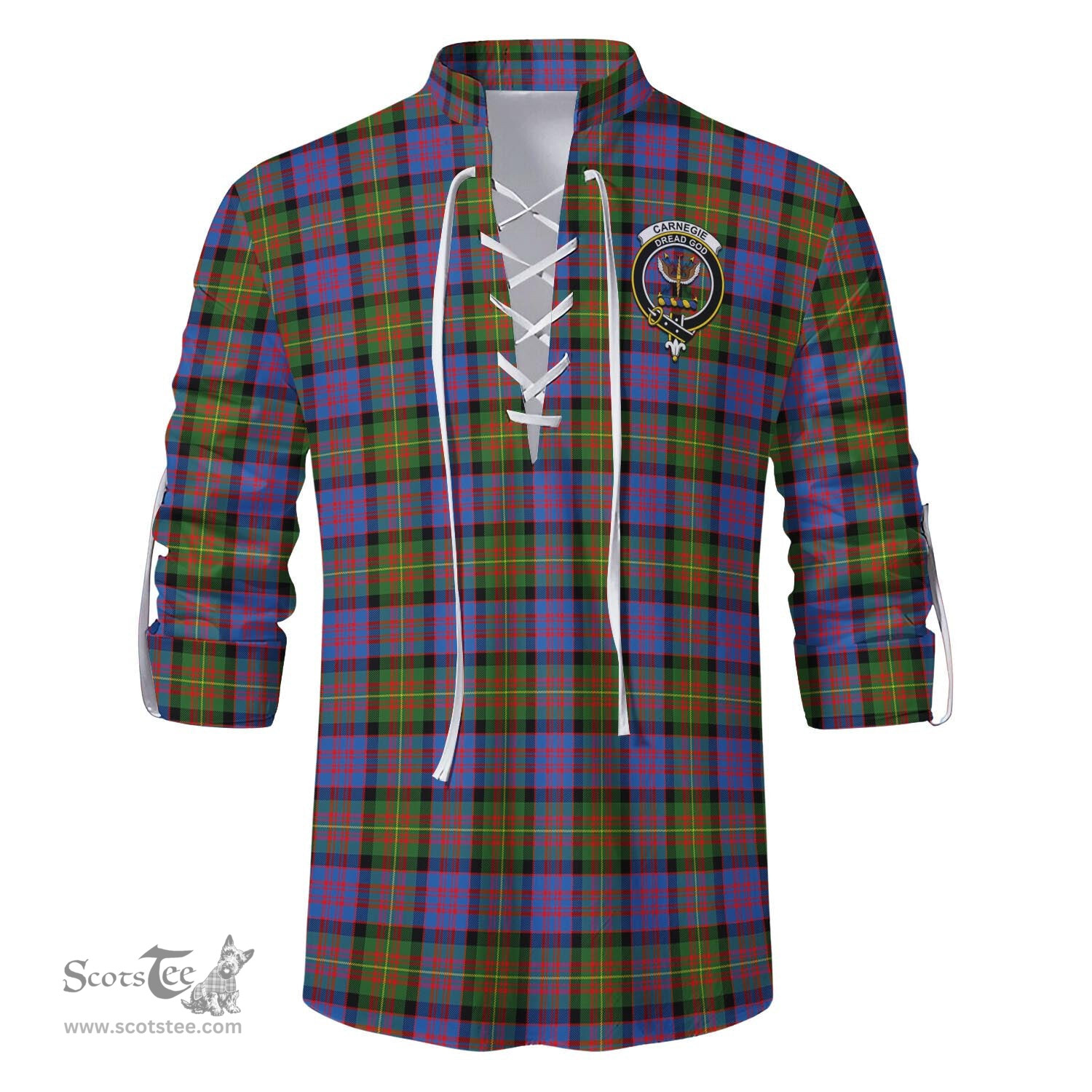ScotsTee Shop Scottish Carnegie Ancient Clan Crest Tartan Mens Scottish Jacobite Ghillie Casual Shirt