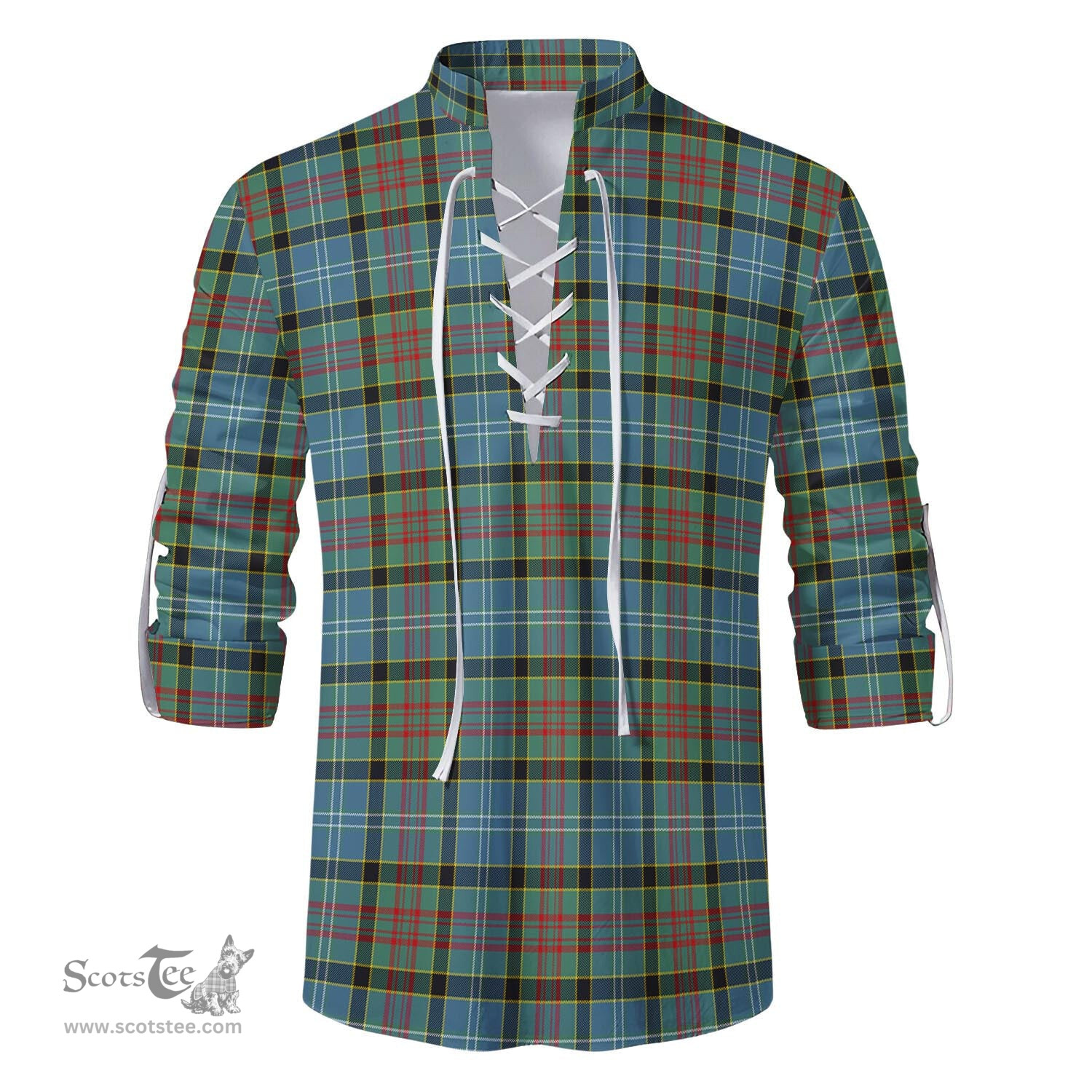 ScotsTee Shop Scottish Cathcart Clan Tartan Mens Scottish Jacobite Ghillie Casual Shirt
