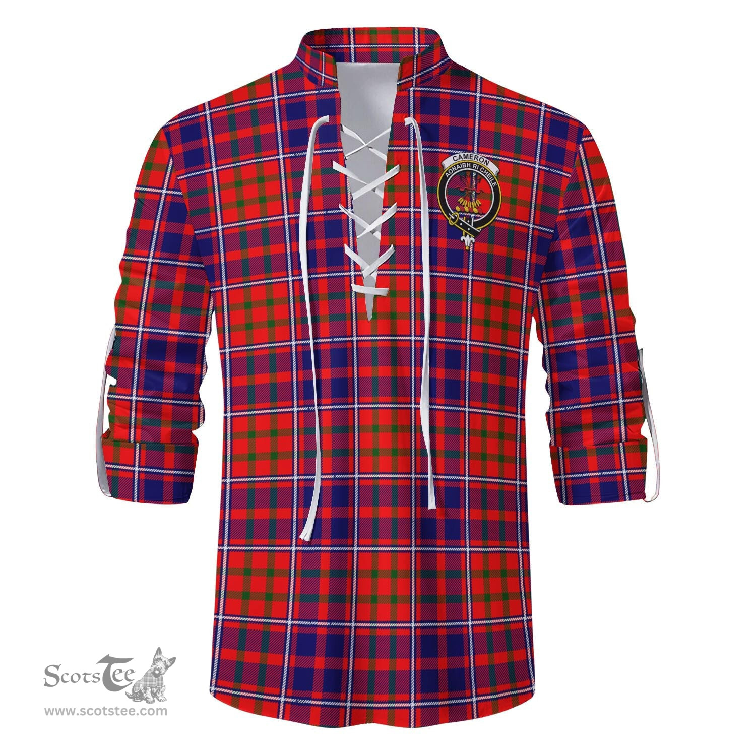 ScotsTee Shop Scottish Cameron of Lochiel Modern Clan Crest Tartan Mens Scottish Jacobite Ghillie Casual Shirt