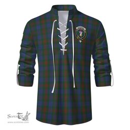 ScotsTee Shop Scottish Buchanan Hunting Clan Crest Tartan Mens Scottish Jacobite Ghillie Casual Shirt