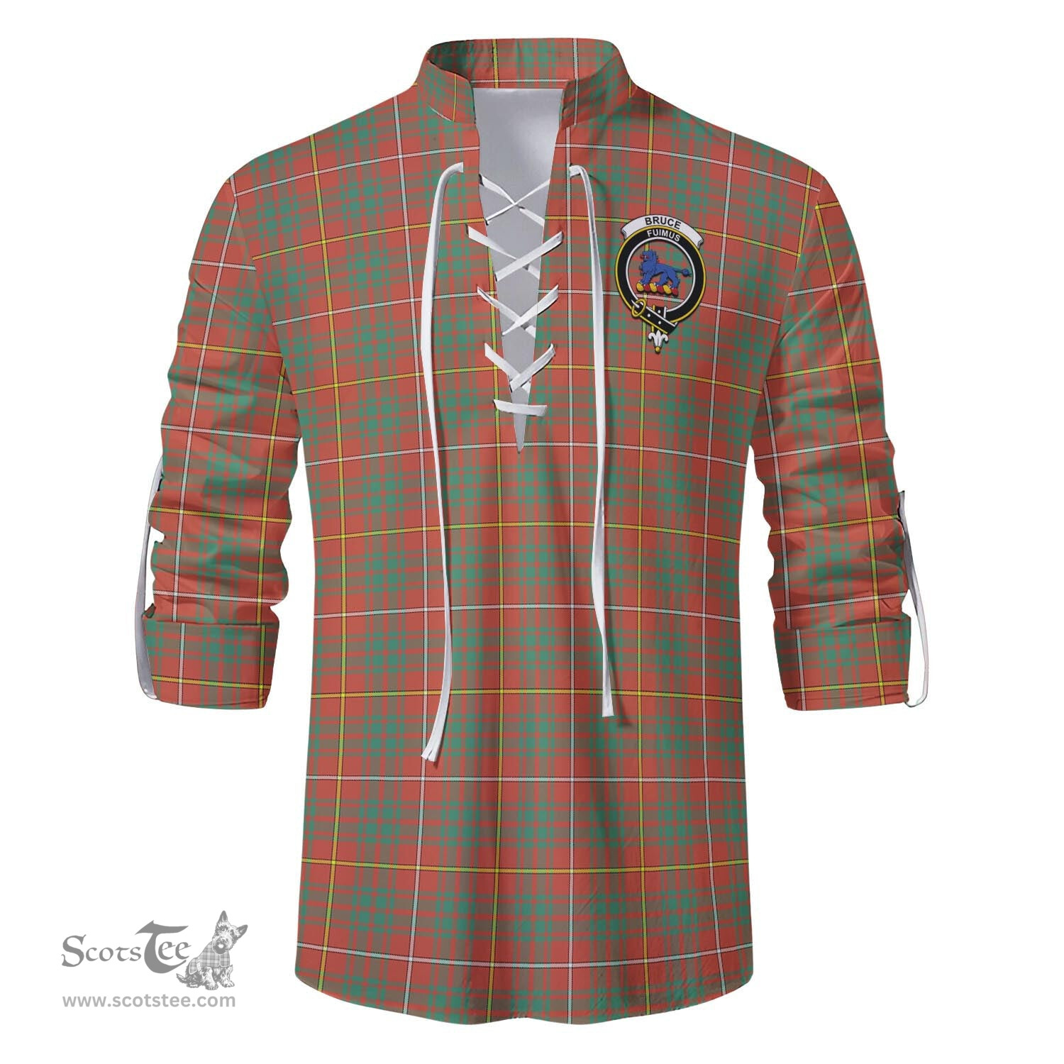 ScotsTee Shop Scottish Bruce Ancient Clan Crest Tartan Mens Scottish Jacobite Ghillie Casual Shirt