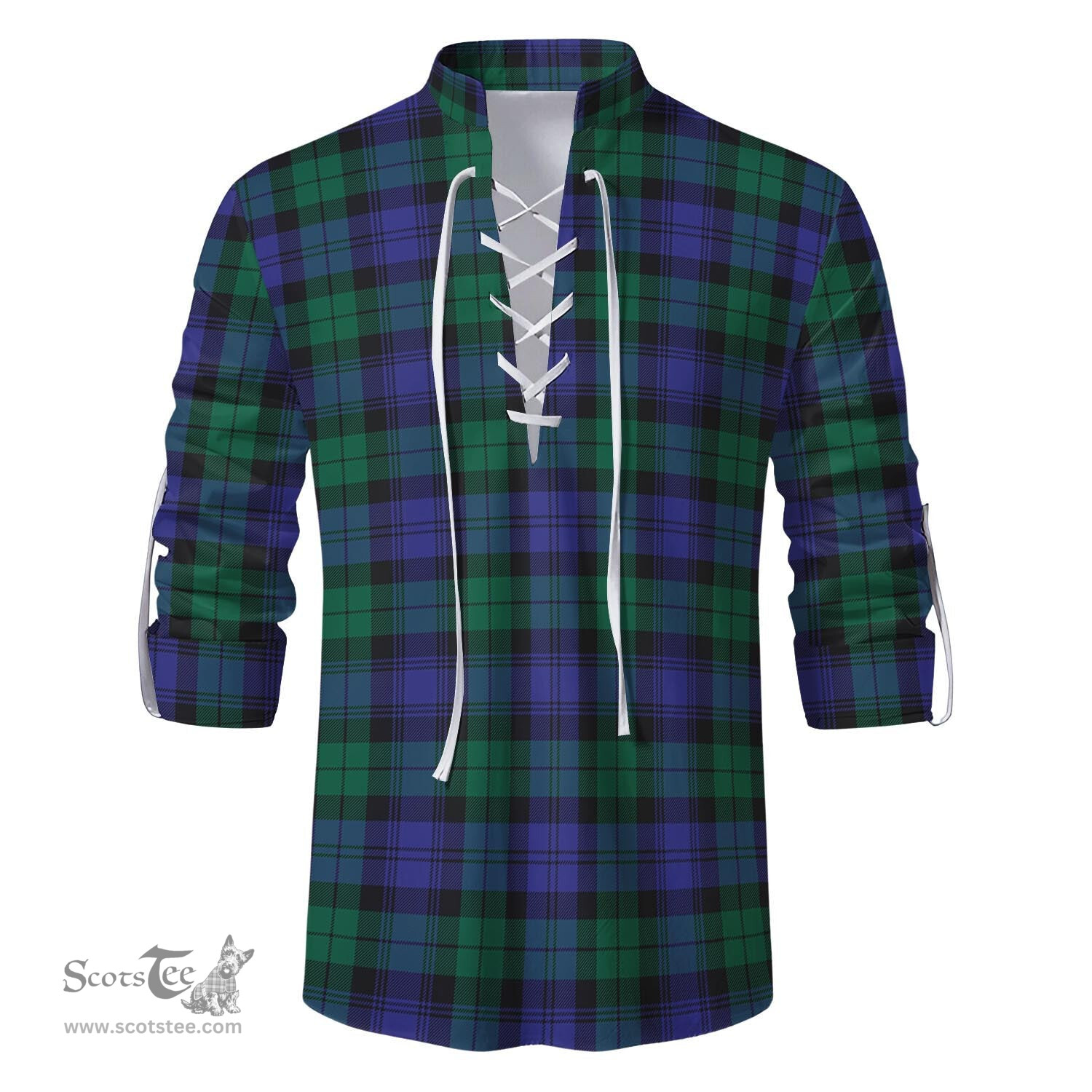 ScotsTee Shop Scottish Black Watch Modern Clan Tartan Mens Scottish Jacobite Ghillie Casual Shirt