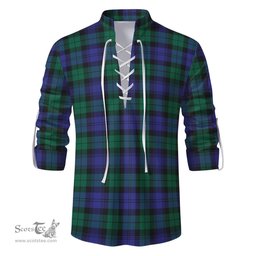ScotsTee Shop Scottish Black Watch Modern Clan Tartan Mens Scottish Jacobite Ghillie Casual Shirt