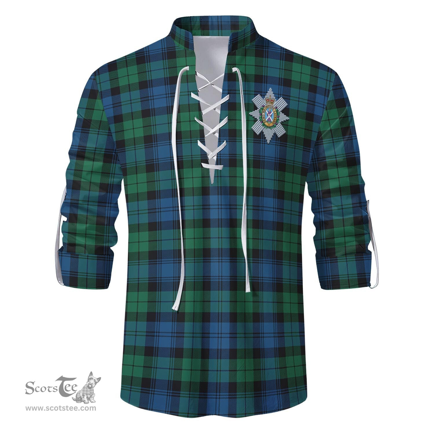 ScotsTee Shop Scottish Black Watch Ancient Clan Crest Tartan Mens Scottish Jacobite Ghillie Casual Shirt