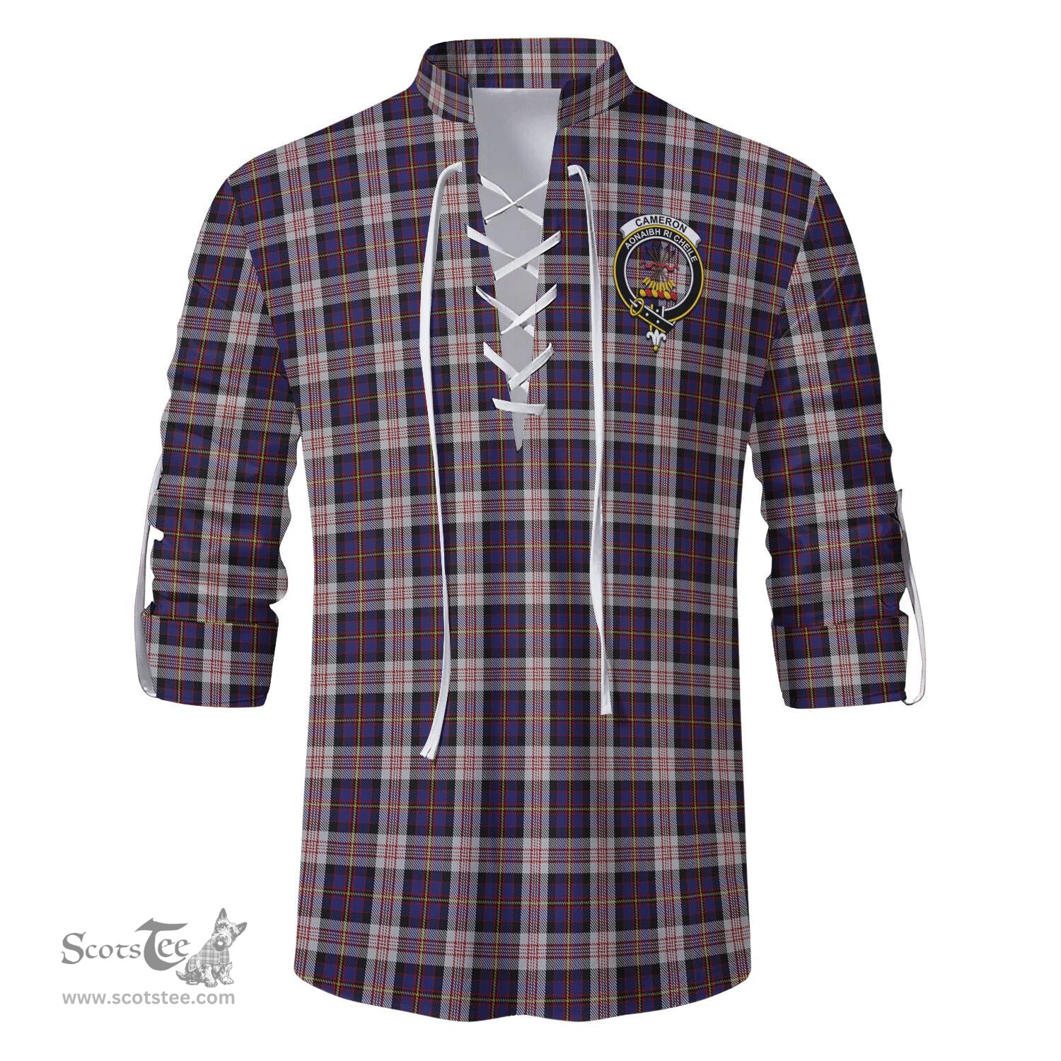 ScotsTee Shop Scottish Cameron of Erracht Dress Clan Crest Tartan Mens Scottish Jacobite Ghillie Casual Shirt