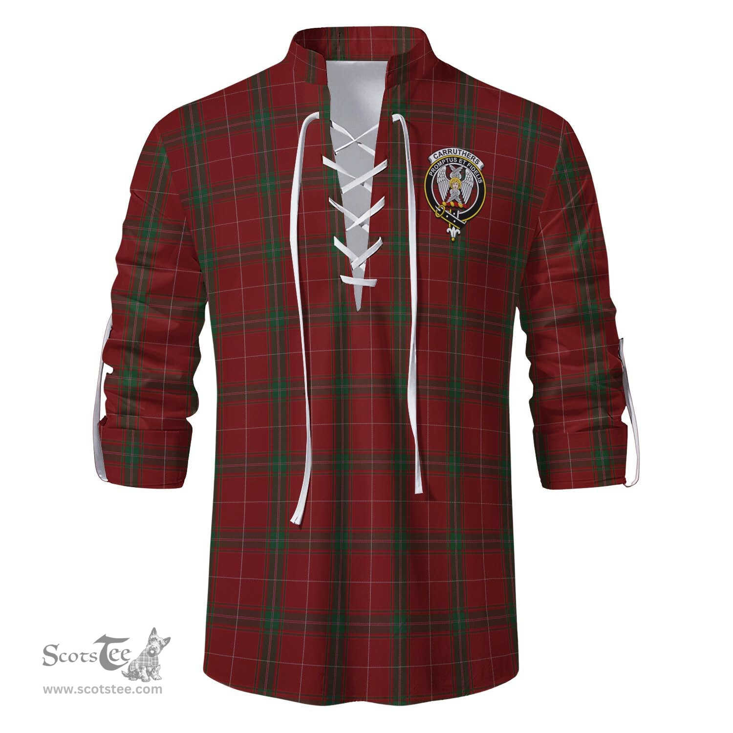 ScotsTee Shop Scottish Carruthers Clan Crest Tartan Mens Scottish Jacobite Ghillie Casual Shirt