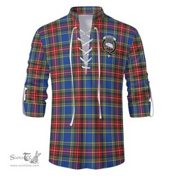 ScotsTee Shop Scottish Bethune Clan Crest Tartan Mens Scottish Jacobite Ghillie Casual Shirt