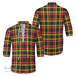 ScotsTee Shop Scottish Buchanan Modern Clan Tartan Mens Scottish Jacobite Ghillie Casual Shirt