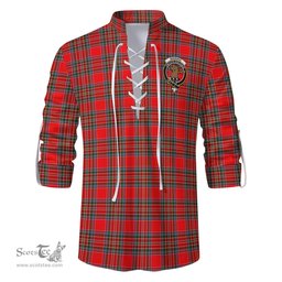 ScotsTee Shop Scottish Binning Clan Crest Tartan Mens Scottish Jacobite Ghillie Casual Shirt