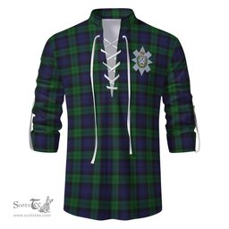 ScotsTee Shop Scottish Black Watch Clan Crest Tartan Mens Scottish Jacobite Ghillie Casual Shirt