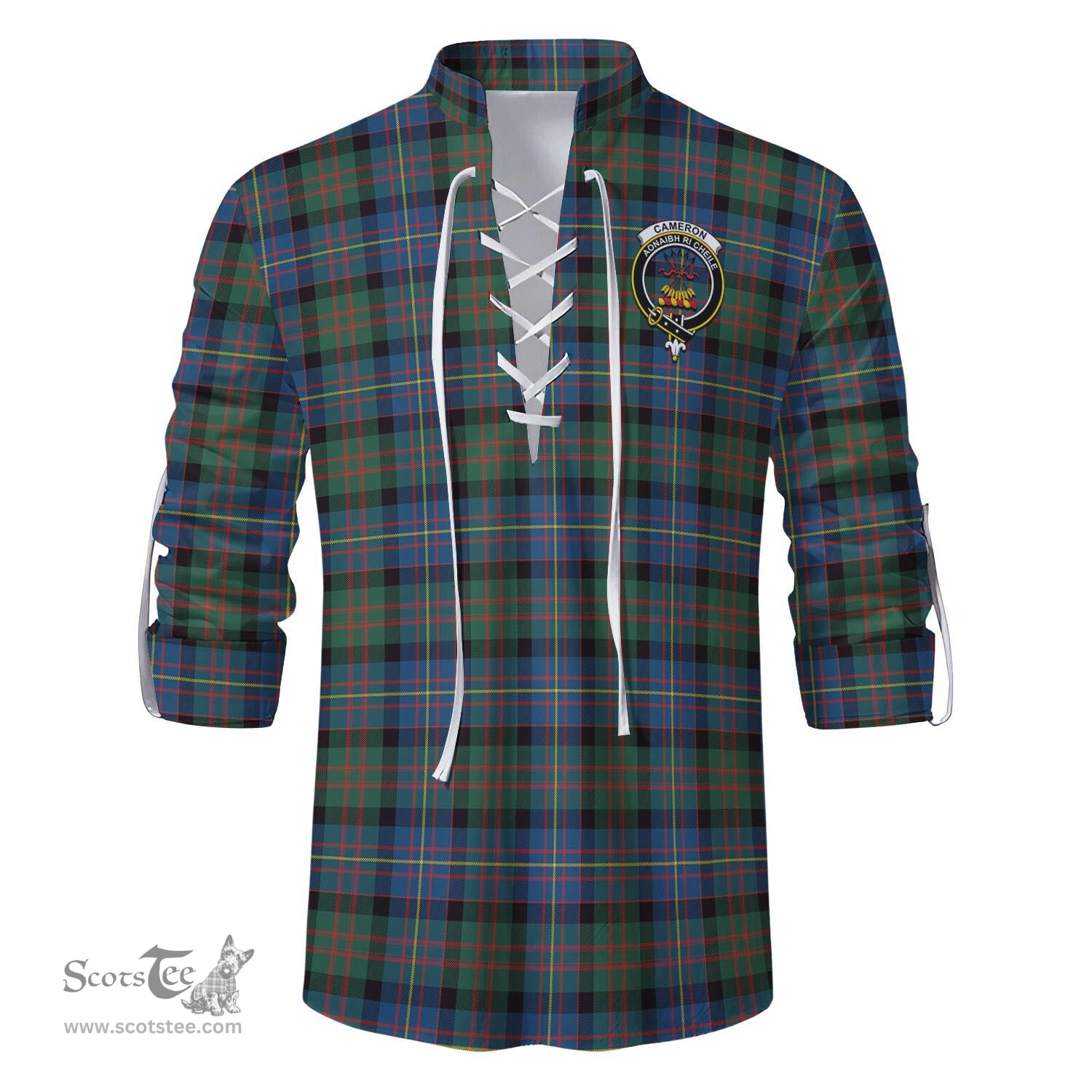 ScotsTee Shop Scottish Cameron of Erracht Ancient Clan Crest Tartan Mens Scottish Jacobite Ghillie Casual Shirt