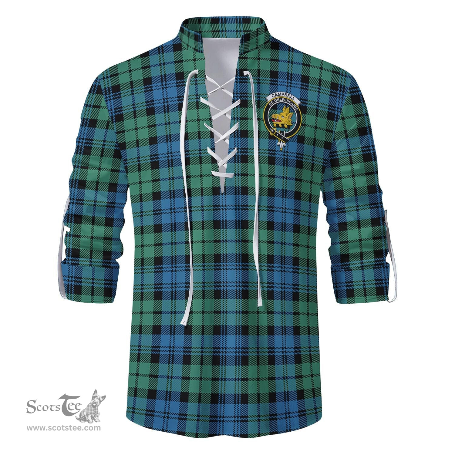 ScotsTee Shop Scottish Campbell Ancient 01 Clan Crest Tartan Mens Scottish Jacobite Ghillie Casual Shirt