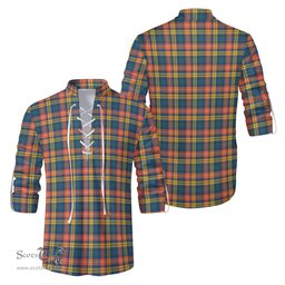 ScotsTee Shop Scottish Buchanan Ancient Clan Tartan Mens Scottish Jacobite Ghillie Casual Shirt