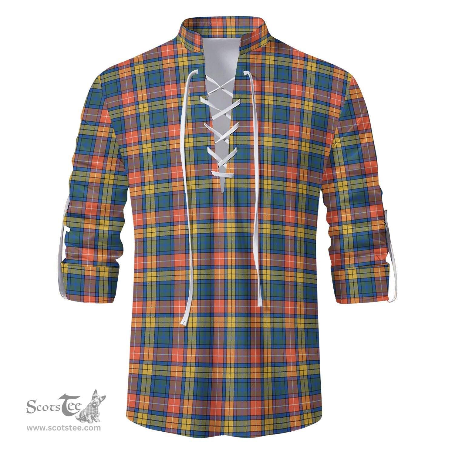 ScotsTee Shop Scottish Buchanan Ancient Clan Tartan Mens Scottish Jacobite Ghillie Casual Shirt