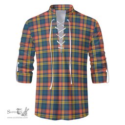 ScotsTee Shop Scottish Buchanan Ancient Clan Tartan Mens Scottish Jacobite Ghillie Casual Shirt