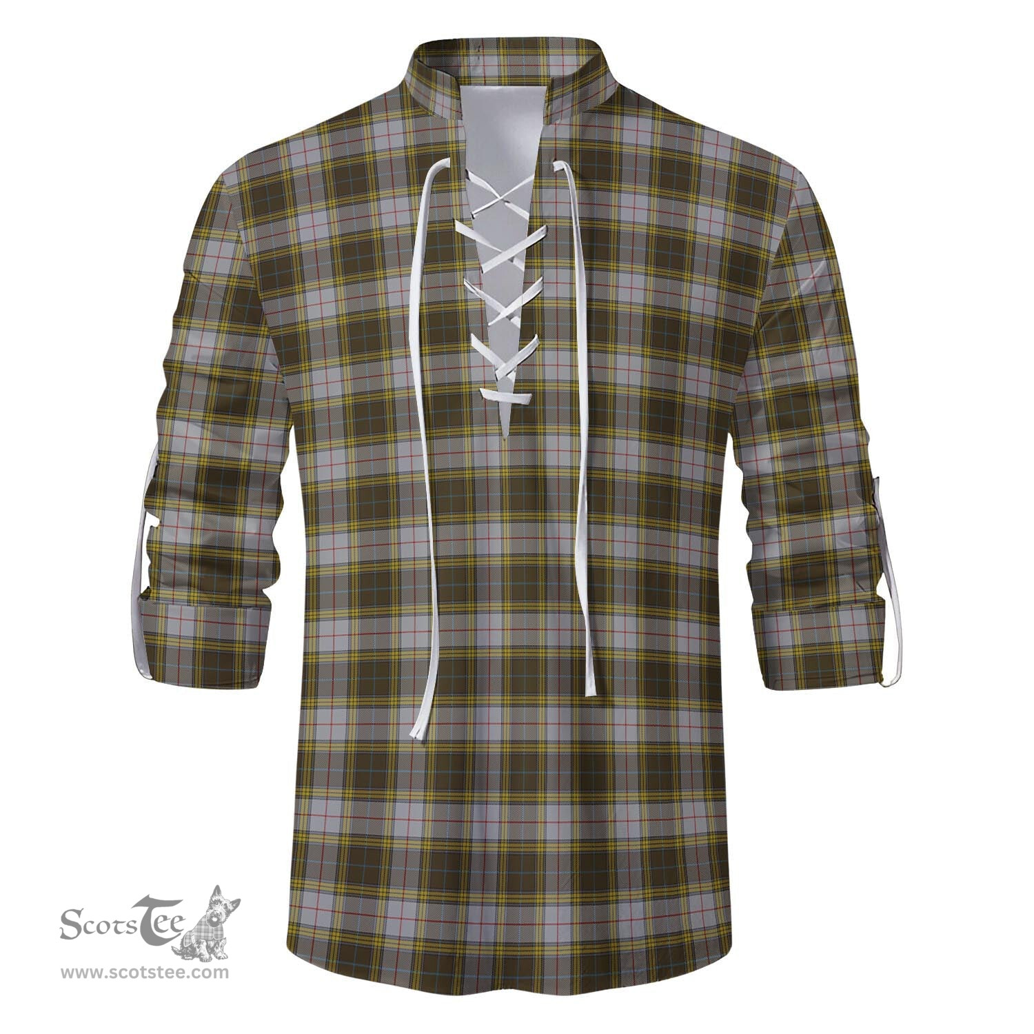ScotsTee Shop Scottish Buchanan Dress Clan Tartan Mens Scottish Jacobite Ghillie Casual Shirt