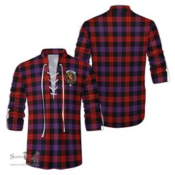 ScotsTee Shop Scottish Brown Clan Crest Tartan Mens Scottish Jacobite Ghillie Casual Shirt